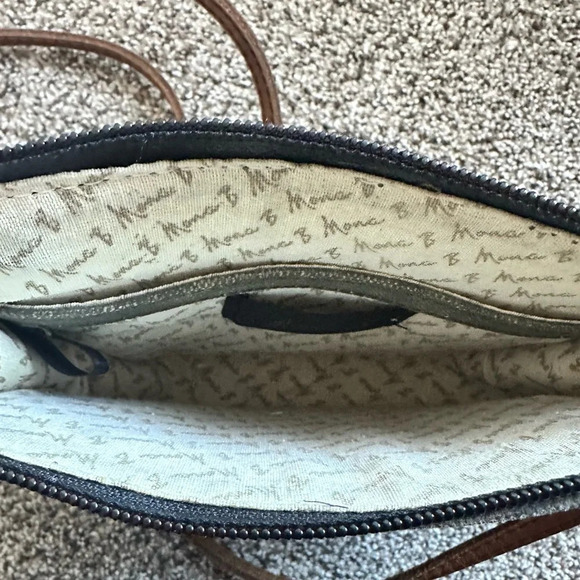 MONA B BROWN PEDDALTON SADDLE CANVAS Crossbody Purse - Picture 8 of 11